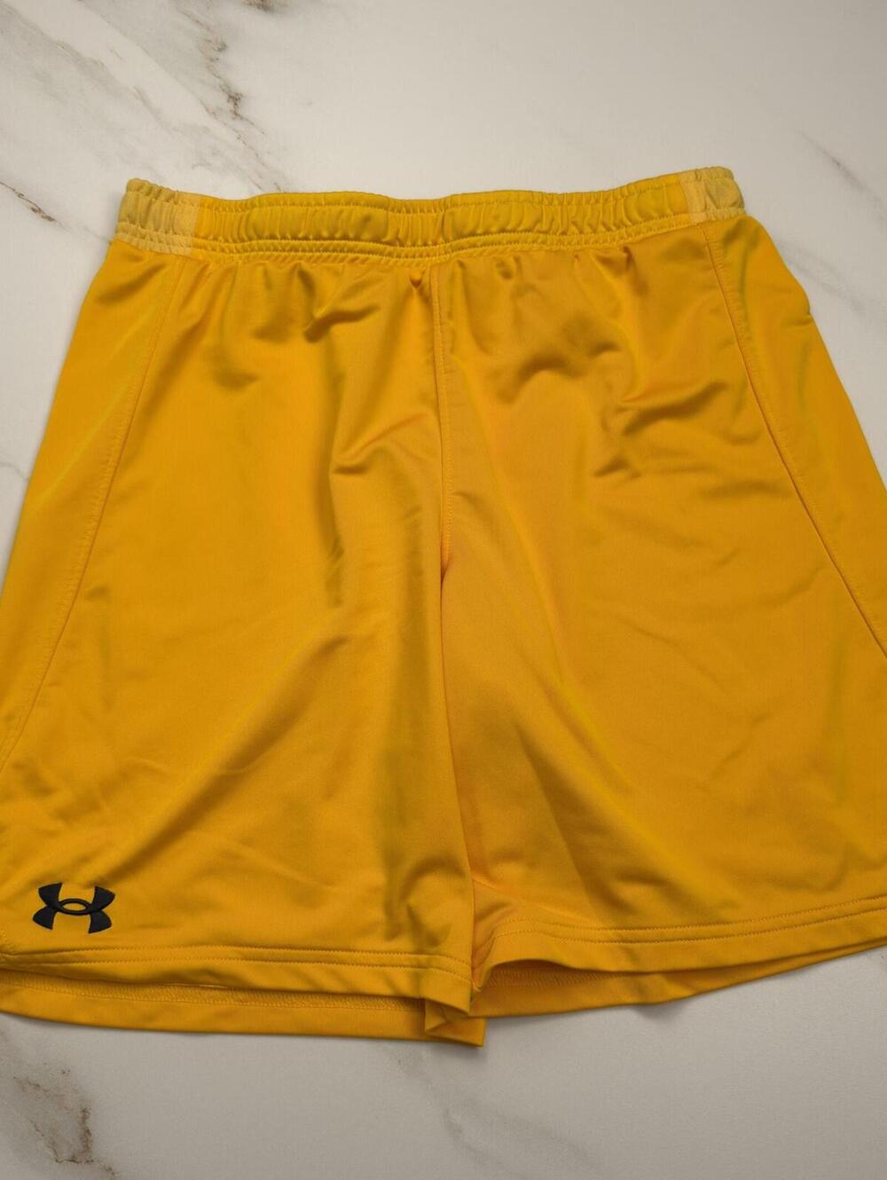 Under Armour Yellow Athletic Shorts Logo - Boys XL